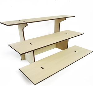 Factory Supply 3-Tier Straight Wooden Retail <strong>Table</strong> 3 <strong>Step</strong> Straight <strong>Display</strong> Rack Stand <strong>With</strong> Shelves - Product Image 1