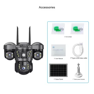 V380กล้องวงจรปิดพลังงานแสงอาทิตย์แบบแพน-เอียงตาจริงสามเลนส์หลายตัวจอมอนิเตอร์เครือข่ายข้ามพรมแดน1ปี - Product Image 5