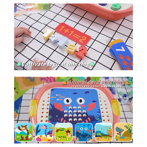 QS Factory Educational Kid <strong>Multi</strong> <strong>Function</strong> 25 Number 10 Digital Animal Cards 4 in 1 Graffiti Drawing Borad Puzzle <strong>Game</strong> <strong>Table</strong> Toys - Product Image 5
