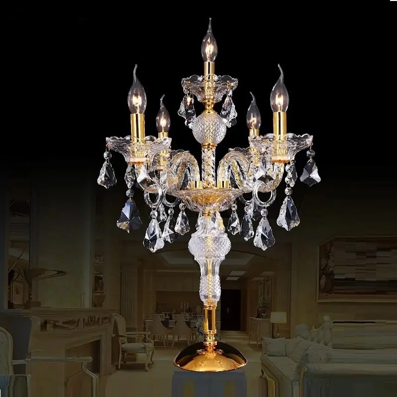 Modern kristal masa lambası oturma odası başucu lüks okuma lambası düğün dekorasyon altın kristal masa lambası