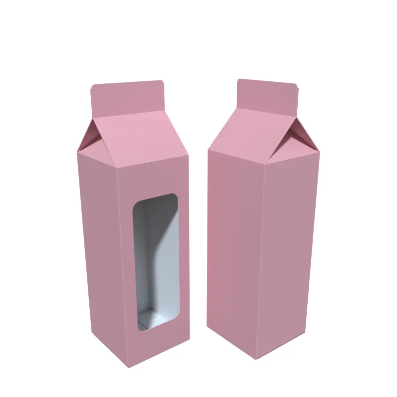 Benutzer definierte Druckpapier Geschenk boxen Rosa Farbe Milch form Verpackung Papier box zum Mitnehmen Lebensmittel Falt schachtel