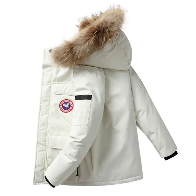 Açık kalın avrupa pamuk kanada ceket erkekler ve kadınlar için uzun bölüm kış soğuk kapşonlu ceket ceket