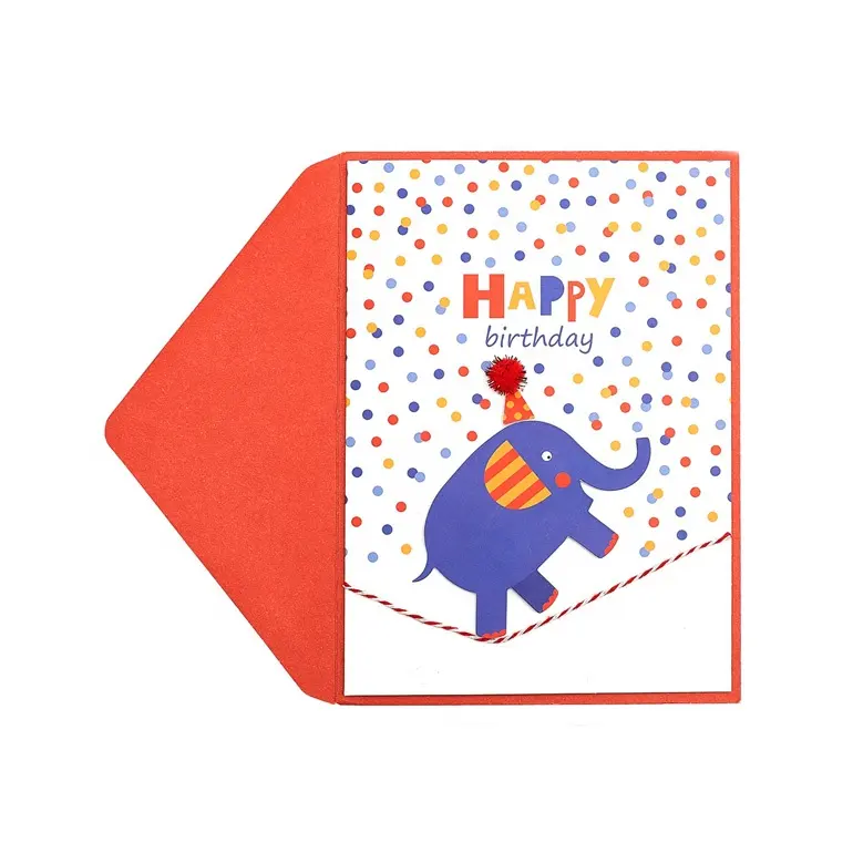 Humorístico haciendo malabares con elefante Feliz cumpleaños tarjetas 3D hecha a mano tarjetas de felicitación para el cumpleaños del niño