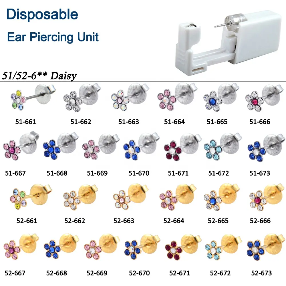 Disposable Ear Piercing Unit Daisy Eareing Safe Sterile Easier Piercing Gun Flower Ear Studs Body Piercing Wholesale