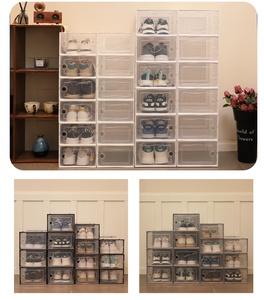 Duy Nhất Dày Trong Suốt Nhựa Đôi Khung Hộp Giày Có Thể Gập Lại Bóng Rổ Giày Lưu Trữ Lật Bìa Cho Phòng Khách Bán Buôn - Product Image 2