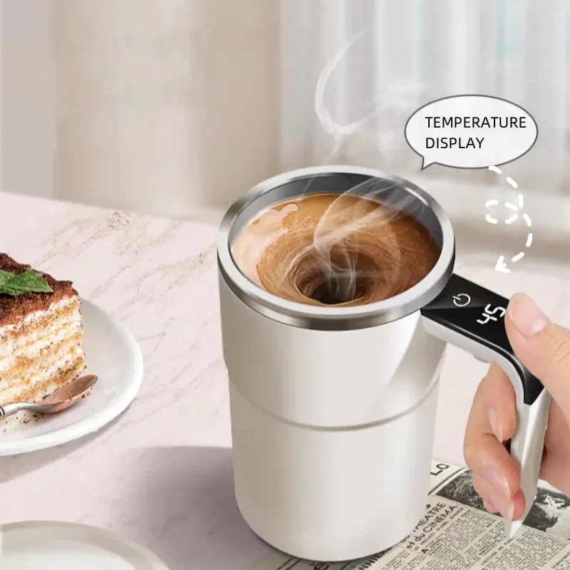 380ML Mini elektrikli kahve kendini karıştırma kupa IP67 su geçirmez gıda güvenli kahve kupa USB şarj edilebilir otomatik manyetik fincan çay için