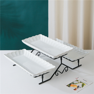 Nhà Máy Giá inimalism 3 Tier gốm khách sạn món tráng miệng tấm với kim loại sắt đứng cho đám cưới sinh nhật đảng - Product Image 1