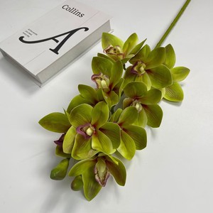 جودة عالية 10 رؤوس مصنوعة يدويا اللاتكس الاصطناعي لمسة حقيقية أبيض وردي سيمبيديوم زفاف عيد الأم المنزل - Product Image 4