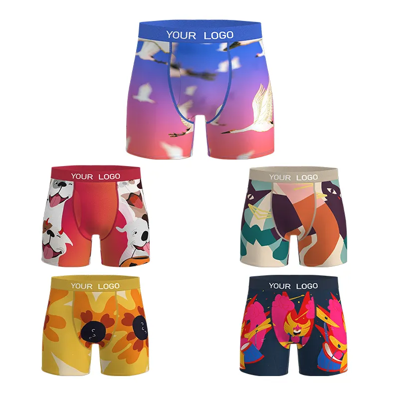 2024 Berühmte Marke Plus Size Atmungsaktive Schnellt rocknende 3D-Sublimation Druck Logo Benutzer definierte Männer Boy Brief Boxer