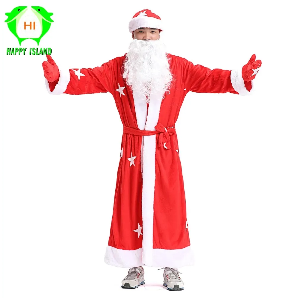 Disfraz de Papá Noel de Navidad para adultos, disfraz de alta calidad de Rusia