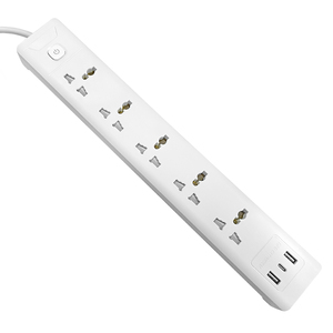 Regleta de alimentación de oficina en casa estándar multinacional 5 interruptores de salidas de control individuales 2 USB 1 enchufe de extensión tipo C - Product Image 1