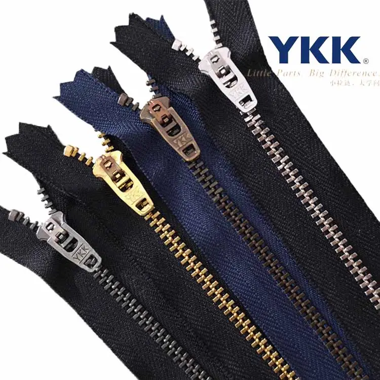 Atacado Fábrica Baixa MOQ YKK Auto Bloqueado Slider #3 #5 #8 Latão De Cobre De Metal Zíper Personalizado Ykk Zipper Para Jeans