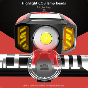多機能自転車フロントライト、LEDランプバイクコンピュータースピードメーター、5モードサイクルバイクホーンベル懐中電灯サイクリングヘッドライト - Product Image 4