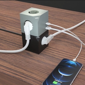GS现代欧盟立方体电源板，带3个插座2个USB a端口欧洲标准电气多插头插座PD20W扩展插座 - Product Image 1
