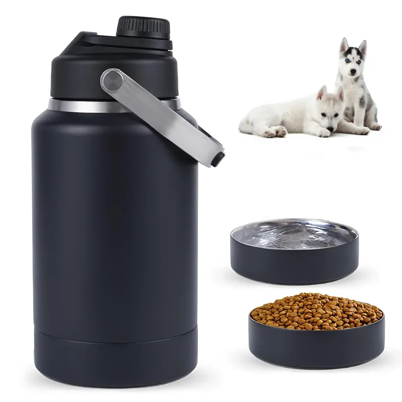 ขวดน้ำสแตนเลสพกพาได้32ออนซ์3อิน1สำหรับใส่อาหารสุนัขสัตว์เลี้ยง