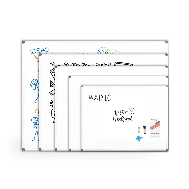Magnetic Dry Erase Aluminum Frame Whiteboard Various Size Dry Wipe Calendar Writing Board with Pen Tray for Wall