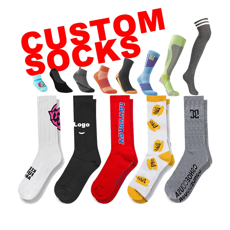  FY  OEM mens meias socken Embroidered calcetines custom made design logo cotton sports socks sox crew sport socks stock