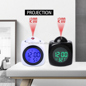 Talking <strong>Time</strong> Temperature Show <strong>Time</strong> Projector Alarm Clock with Snooze LCD Screen Display with Green LED Back- <strong>Light</strong> - Product Image 4