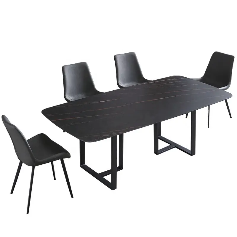 Tavolo da pranzo e sedie in ardesia minimalista italiano combinazione tavolo da pranzo e sedia rettangolare minimalista nordico in marmo