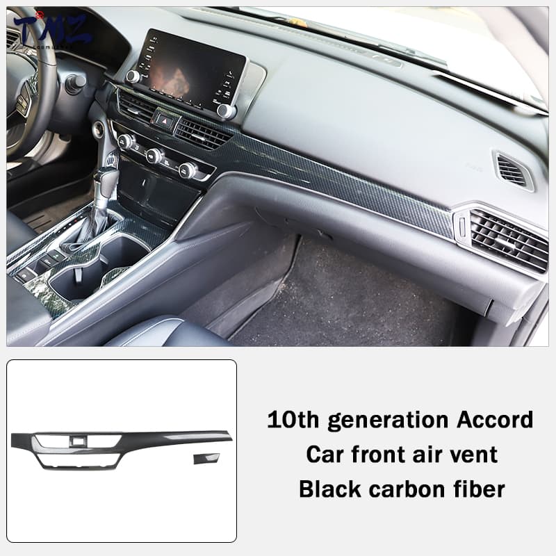 Rejilla de ventilación delantera de fibra de carbono negra para coche, 2 piezas