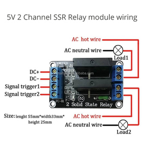 DIYmall 5V 2-Kanal-DC-Relay-Modul G3MB-202P SSR Festkörper-Relay 240VAC 2A Hochniveau-Trigger für Arduino für IoT-Steuerung