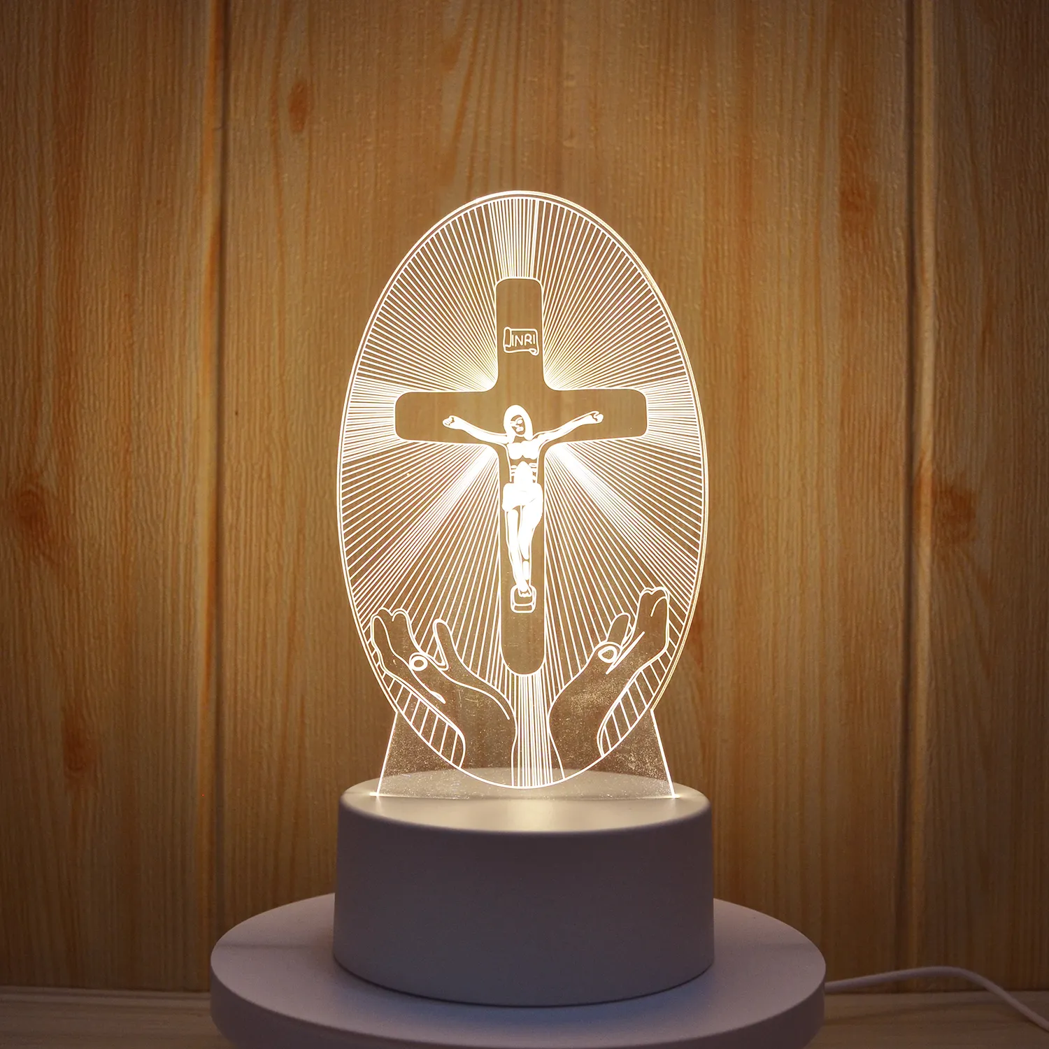 Bán buôn Christian Jesus Trinh Nữ Mary bức tượng sản phẩm trang trí nội thất ủng hộ islam quà tặng đồ chơi ramadan LED đêm đèn 3D Acrylic ánh sáng