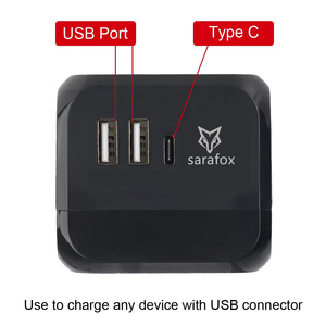 Sarafox ที่ชาร์จแบบติดผนังแบบออลอินวันอะแดปเตอร์สำหรับเดินทาง6A เรา EU UK ปลั๊กสำหรับท่องเที่ยวพร้อมพอร์ต USB 2พอร์ตและ1 Type C อเนกประสงค์ - Product Image 6
