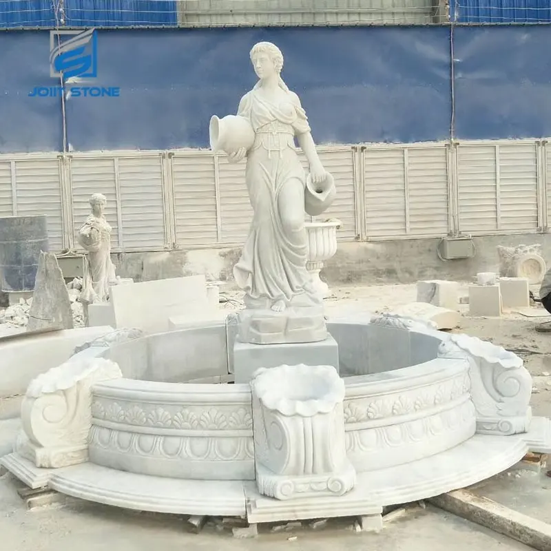 Fontaine d'aménagement naturelle sculptée, pierre de marbre, paysage décoratif