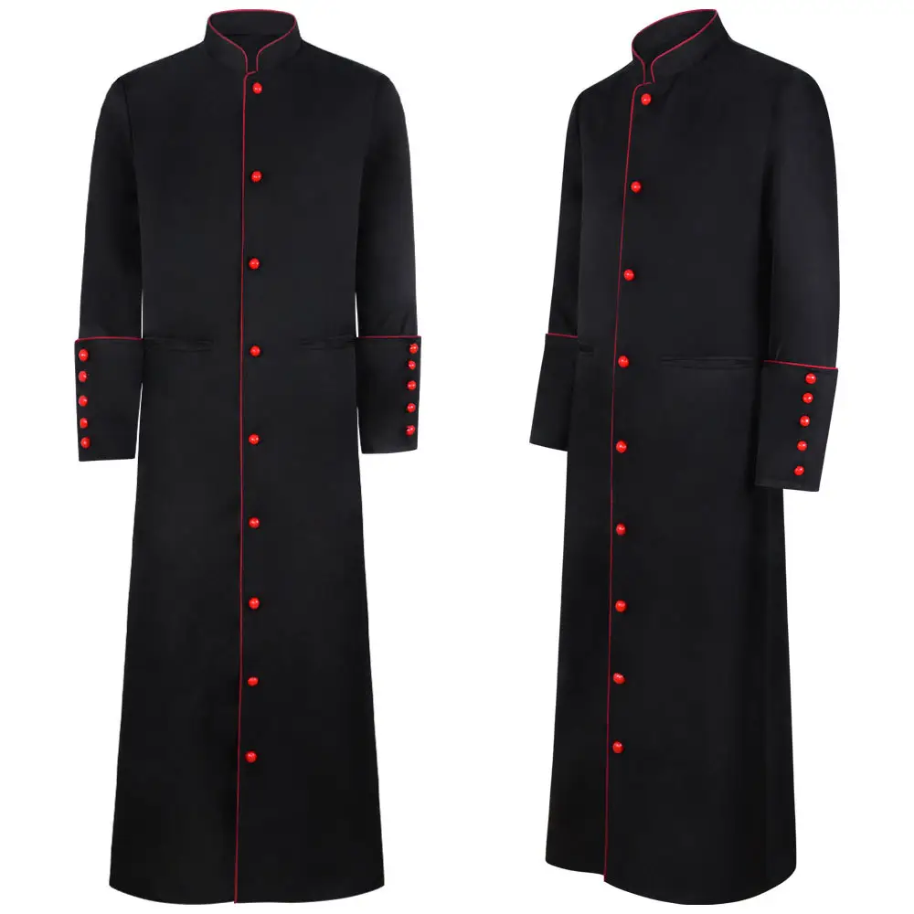 Abrigo Medieval de cuello alto victoriano para hombre, Chaqueta larga para Cosplay, traje renacentista, S-3XL