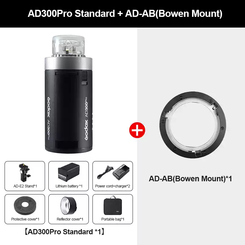 AD300Pro + AD300Pro + AD-AB (montaje Bowen)