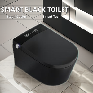 Modern duvar-hung mat ile akıllı seramik tuvalet Tankless yüzer bide yuvarlak kase uzatılmış siyah uzaktan kumanda fonksiyonu - Product Image 3