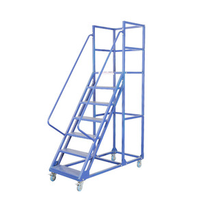 Plataforma de trabajo móvil de seguridad de acero con escalones de escalera rodante Equipo de manipulación de materiales de escalera de almacén de fibra de vidrio móvil - Product Image 5