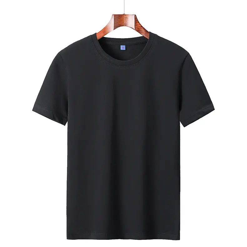 promotion T shirt sublimation printing custom logo t shirts polyester round collar plain black t shirt