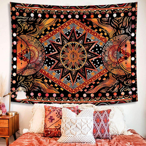 Indie Hippie Mặt trời Mặt Trăng Mandala tapestry-Boho psychedelic Orange thẩm mỹ tường trang trí cho phòng ngủ ký túc xá - Product Image 2