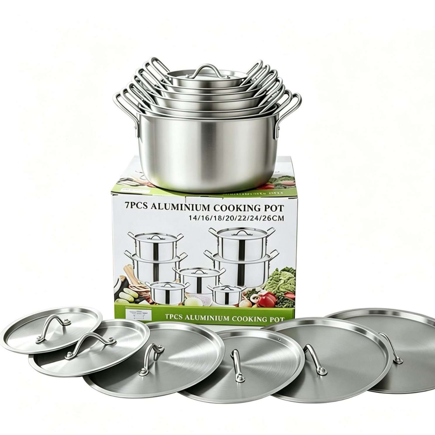 silver 14-piece set (14, 16, 18, 20, 22, 24, 26 cm)
