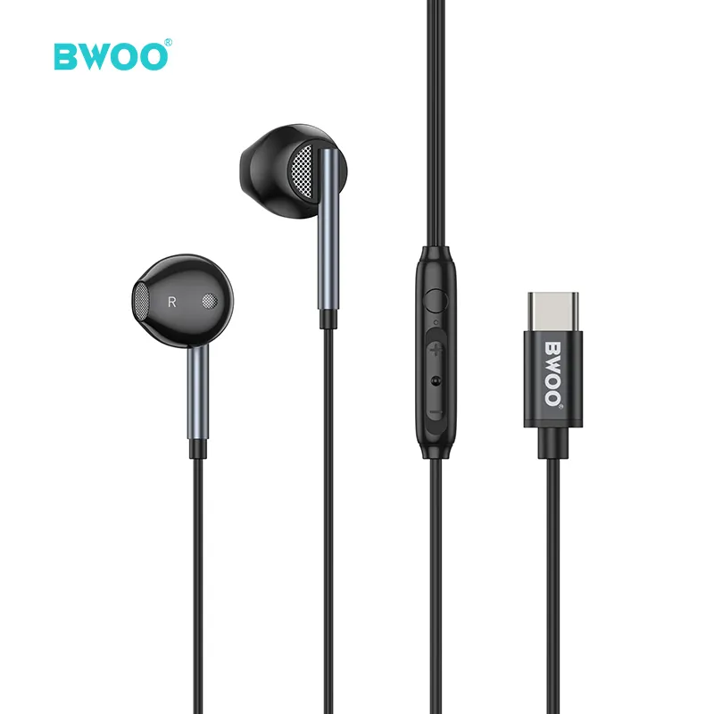 Fones de ouvido sem fio usb-c bwoo, earbuds esportivos feitos sob encomenda