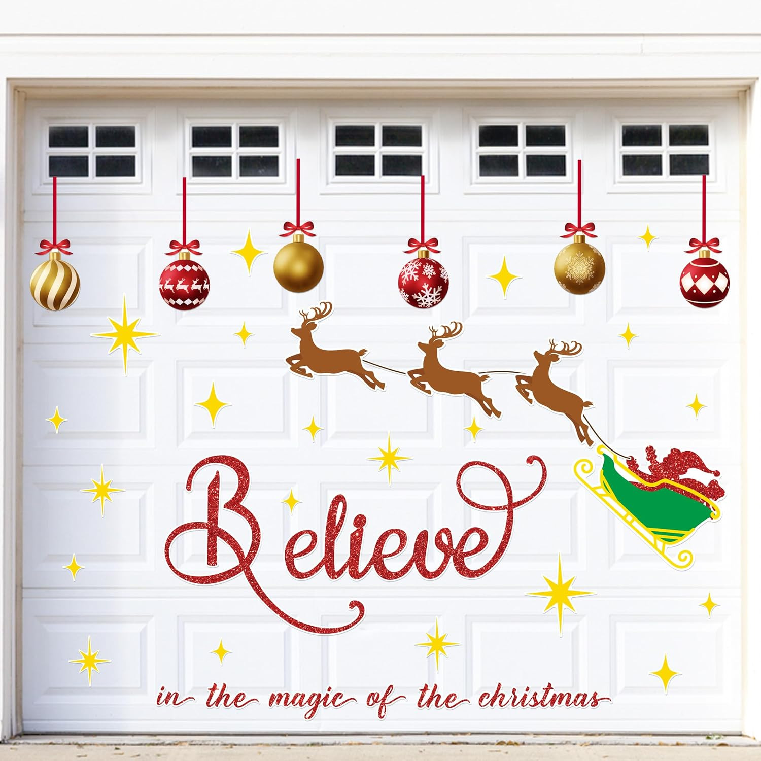 Autocollant magnétique pour porte de garage boule de Noël 13