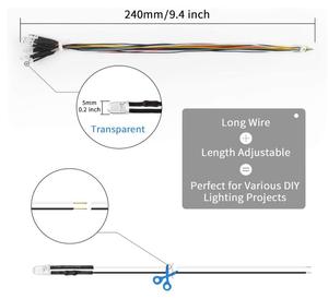 Taidacent LED Circuit Assorted Kit 3V 6V 24V 12V High Brightness Light Emitting Diodes 5ミリメートルLed DiodeとCable - Product Image 2