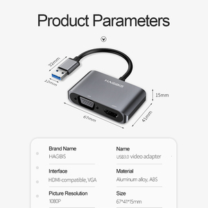 Hagibis <strong>USB</strong> 3.0 to <strong>HDMI</strong>-compatible <strong>VGA</strong> Adapter 1080P Multi-Display 2in1 <strong>USB</strong> to <strong>HDMI</strong>-compatible Converter for Windows 7/8/10 OS - Product Image 6