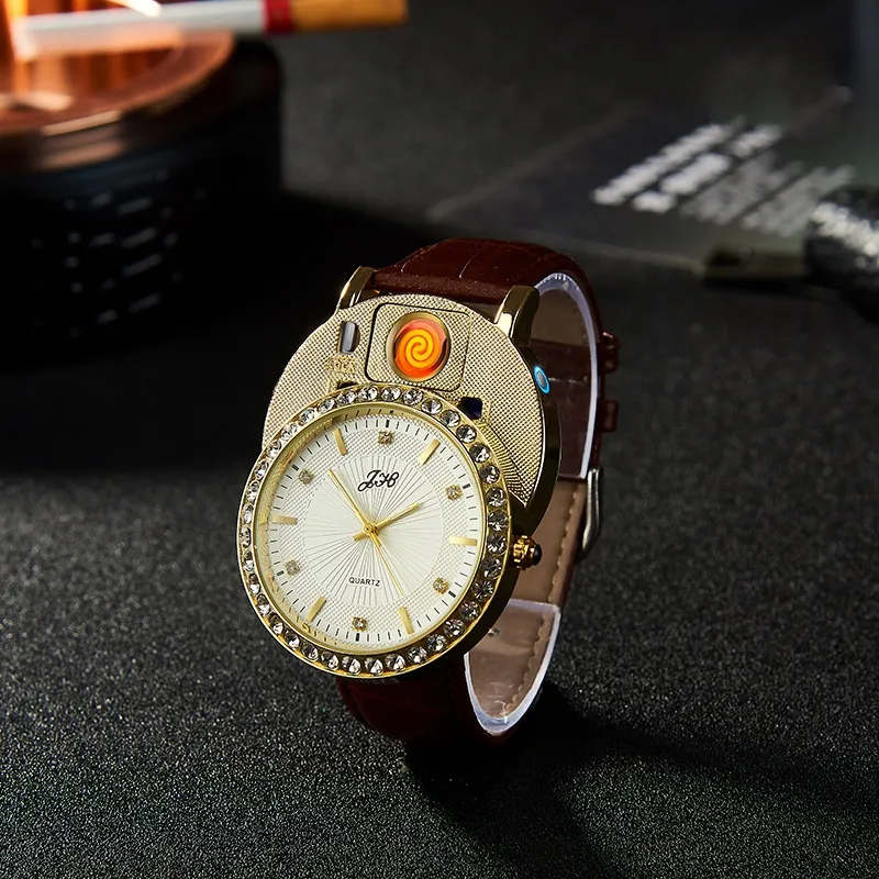 KY yüksek kalite lüks Vintage saat çakmak Metal kuvars kol saati rüzgar geçirmez klasik çakmak Usb