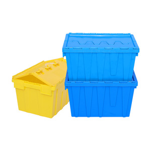 Venta caliente transporte logístico anidamiento caja móvil de plástico tapa adjunta contenedores caja apilable caja de plástico con tapa - Product Image 2