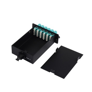 Caja de panel de conexión de gabinete de terminal de distribución de fibra óptica personalizada 1u 96 núcleos con módulo MPO Om4 PLC
