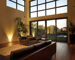 CBMmart, nuevo diseño moderno, ventana de aluminio fija con barras de decoración, vidrio templado de doble acristalamiento