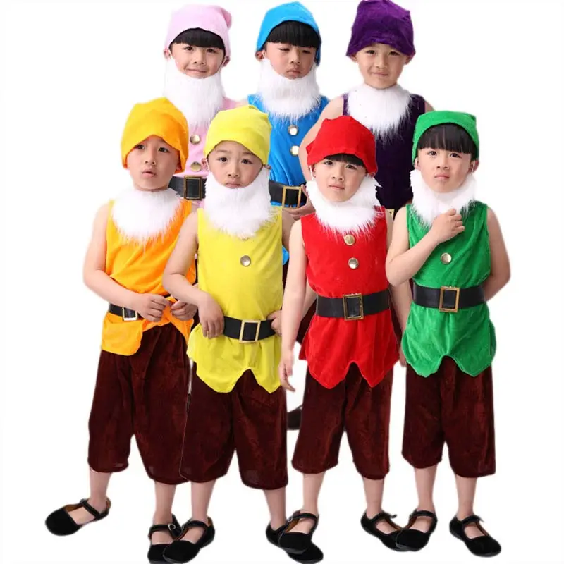 Kinder Halloween Weihnachten Karneval Cosplay Kleidung die sieben Zwerge Kostüme HCSW-016