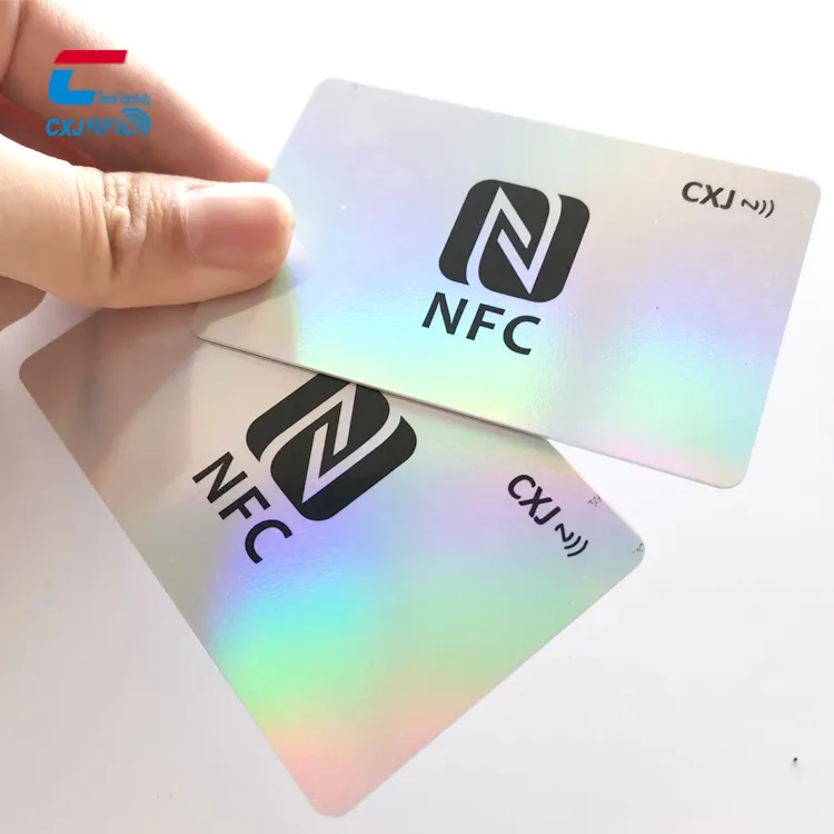 Chip de tarjeta próximo de medios sociales con efecto de holograma de PVC de plástico de gama alta NFC tarjeta de visita personalizada de 13,56 Mhz