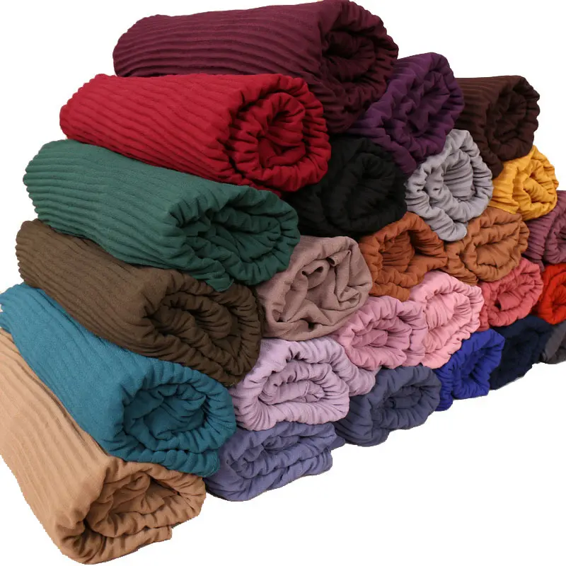 Jersey acanalado elástico Hijab Head Wrap Knit Headwraps Urban Hair Bufanda Color sólido Ultra suave Extra largo transpirable Head Band Tie