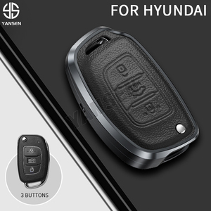 เคสหุ้มกุญแจทำจากหนังอลูมิเนียม,สำหรับ Hyundai Tucson Creta IX25 I10 I20 I30 Verna Mistra Elantra Santa Fe - Product Image 2