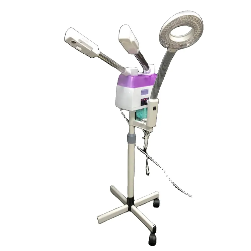 3 in 1 facial steamer with hot spraying and cold spraying having magnifying lamp