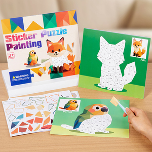 Criar surpreendentes fotos <span class=keywords><strong>3D</strong></span> com atividade adesivo página livro Kids 'Puzzle Scene Sticker Paint Number Made From Paper