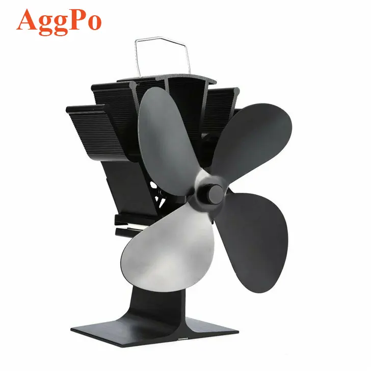 Energy Efficient 4 Blades Fireplace Stove Fan, Hot Air Circulation Heat Powered Fan Eco Friendly Auto-sensing